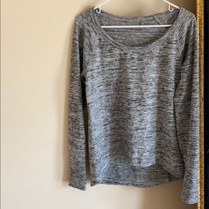 Athleta Grey Marled Longsleeve Top SIZE: M